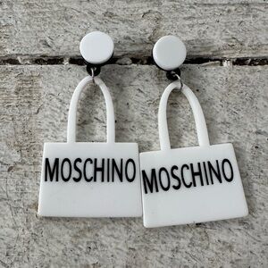 Vintage Rare Moschino Shopping Bag Earrings 925 Sterling Post